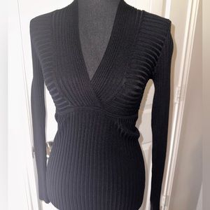 I.N.C NWT L/S Black Deep V-neck Blouse